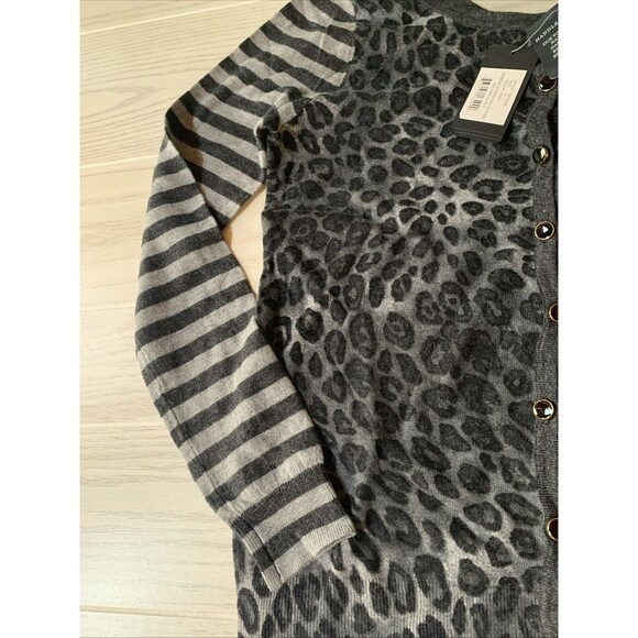 Colour Works Womens Small Black And Grey Sweater Striped Animal Print - Picture 2 of 5